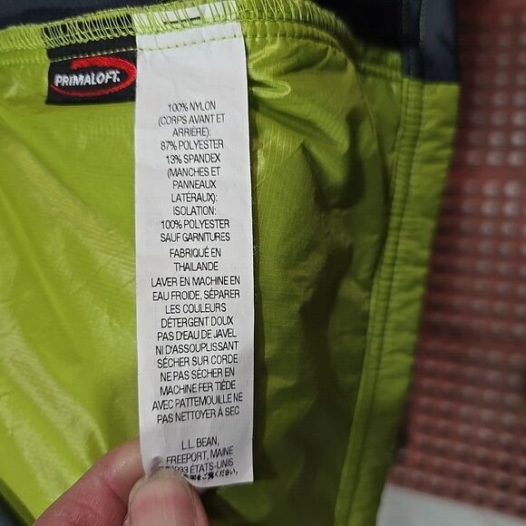 LLBean Primaloft Windbreaker Running Jacket XL Zip Insulated Quilted Sport Green - Picture 13 of 14